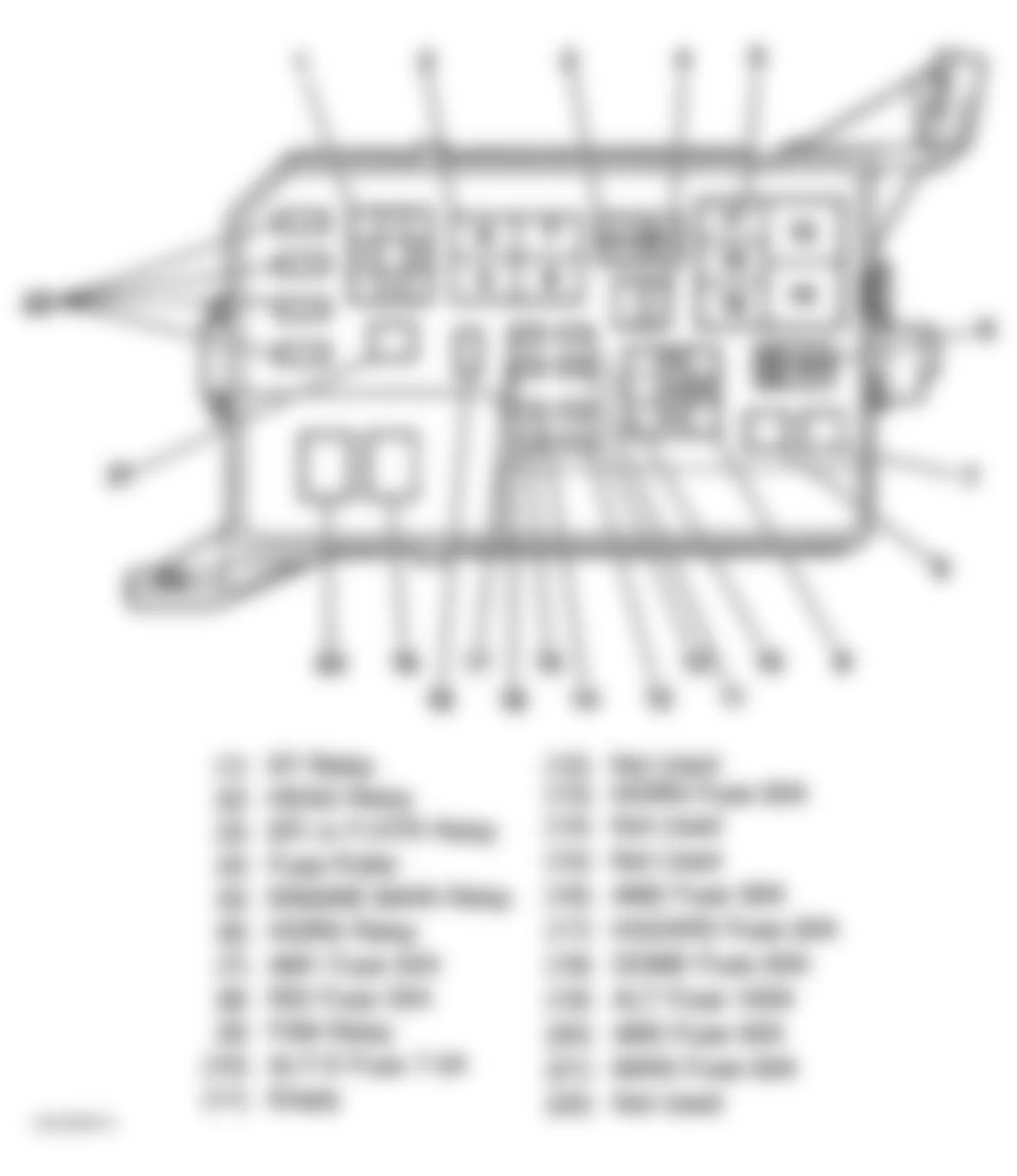 Chevrolet Prizm 1999 - Component Locations -  Fuse & Relay Block 1 - View & Identification