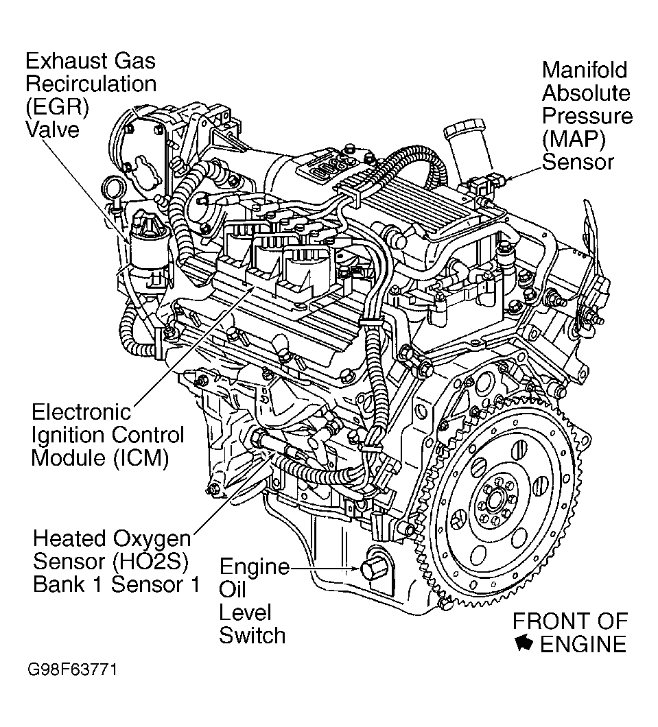 Chevrolet Camaro Z28 2000 - Component Locations -  Left Rear Of Engine (3.8L VIN K)