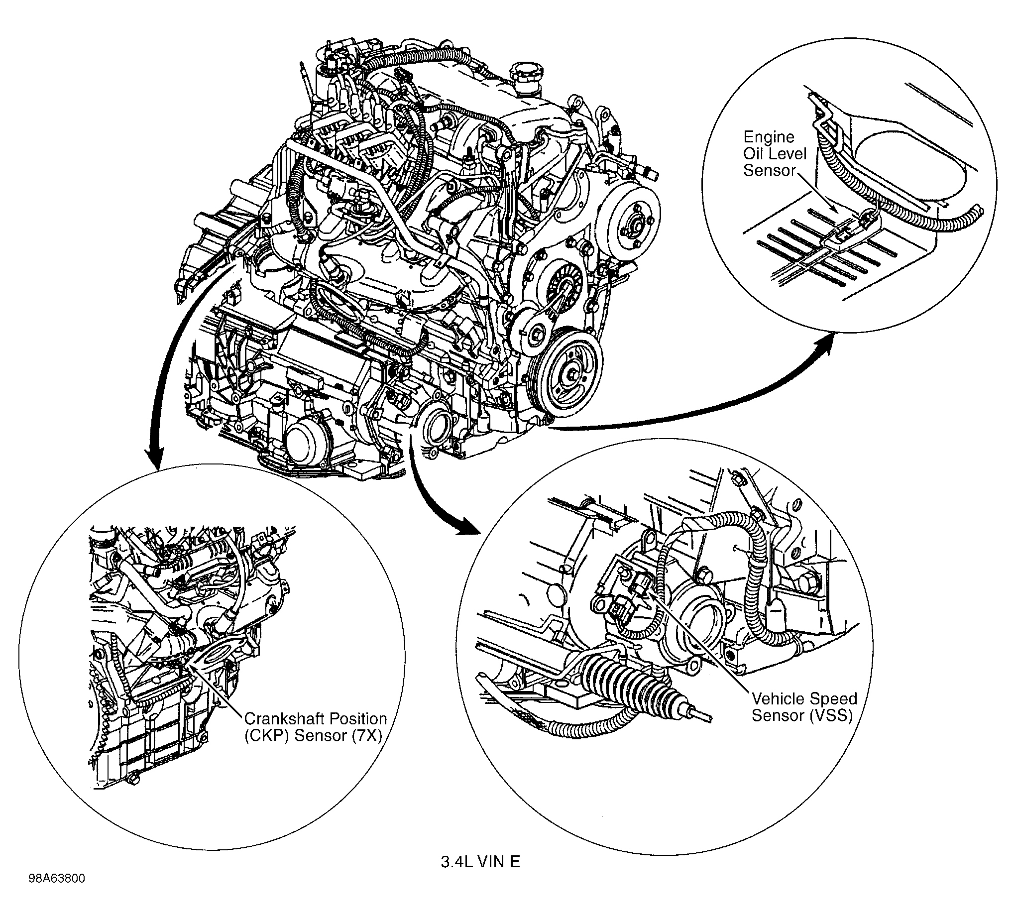 Chevrolet Impala 2000 - Component Locations -  Right Side Of Engine (3.4L VIN E)
