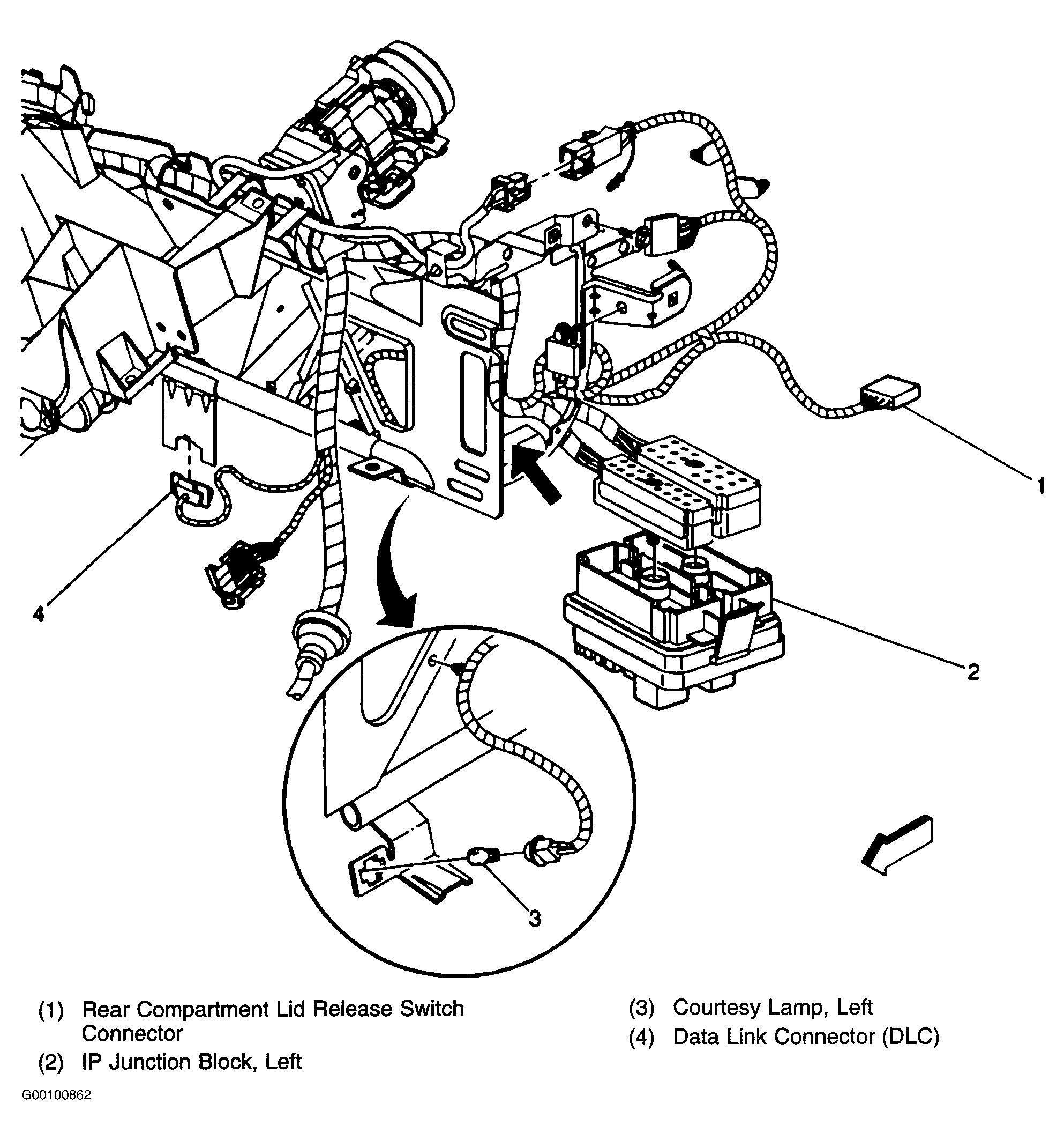 Chevrolet Malibu LS 2000 - Component Locations -  Locating Left Instrument Panel Junction Block