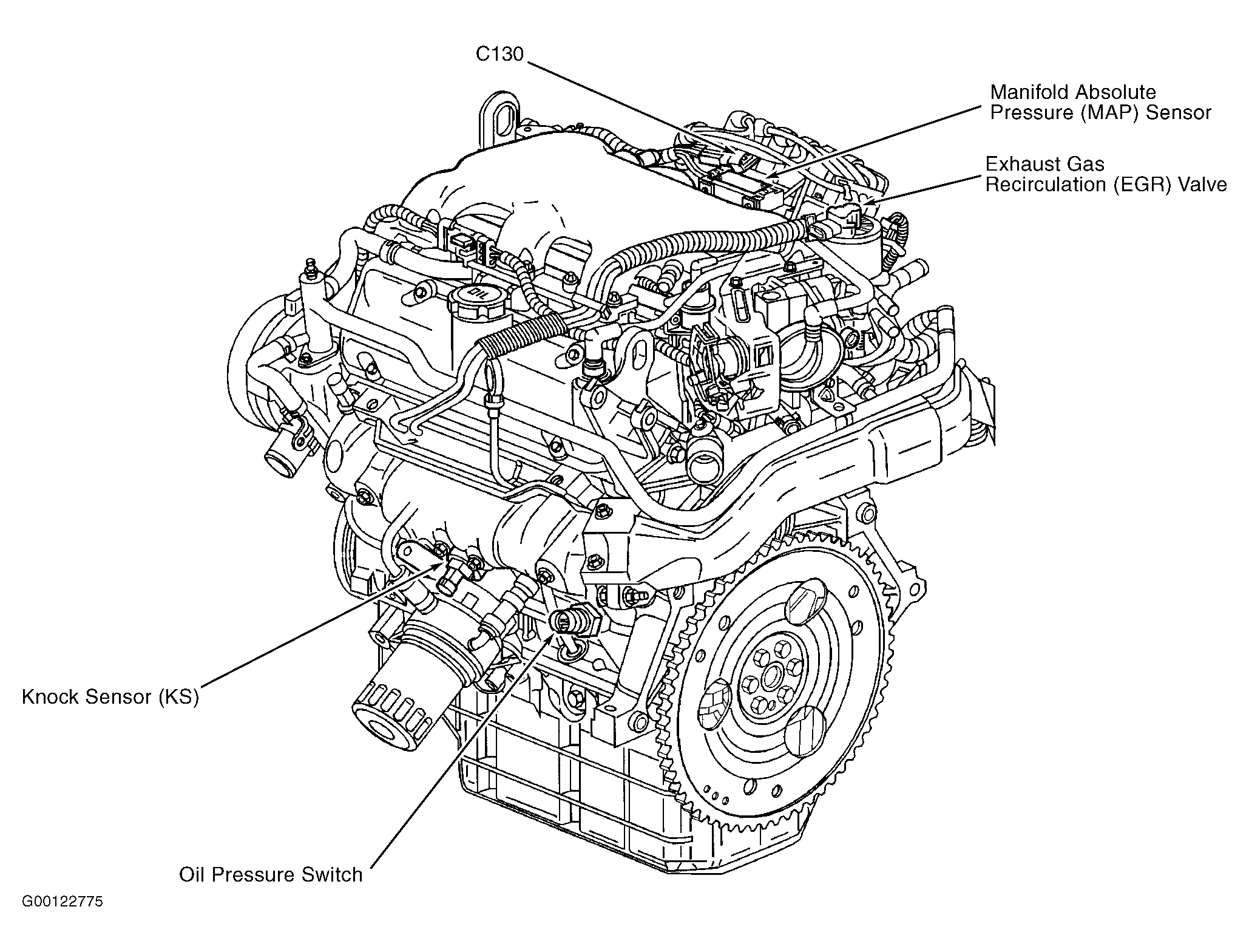 Chevrolet Malibu 2002 - Component Locations -  Left Rear Of Engine