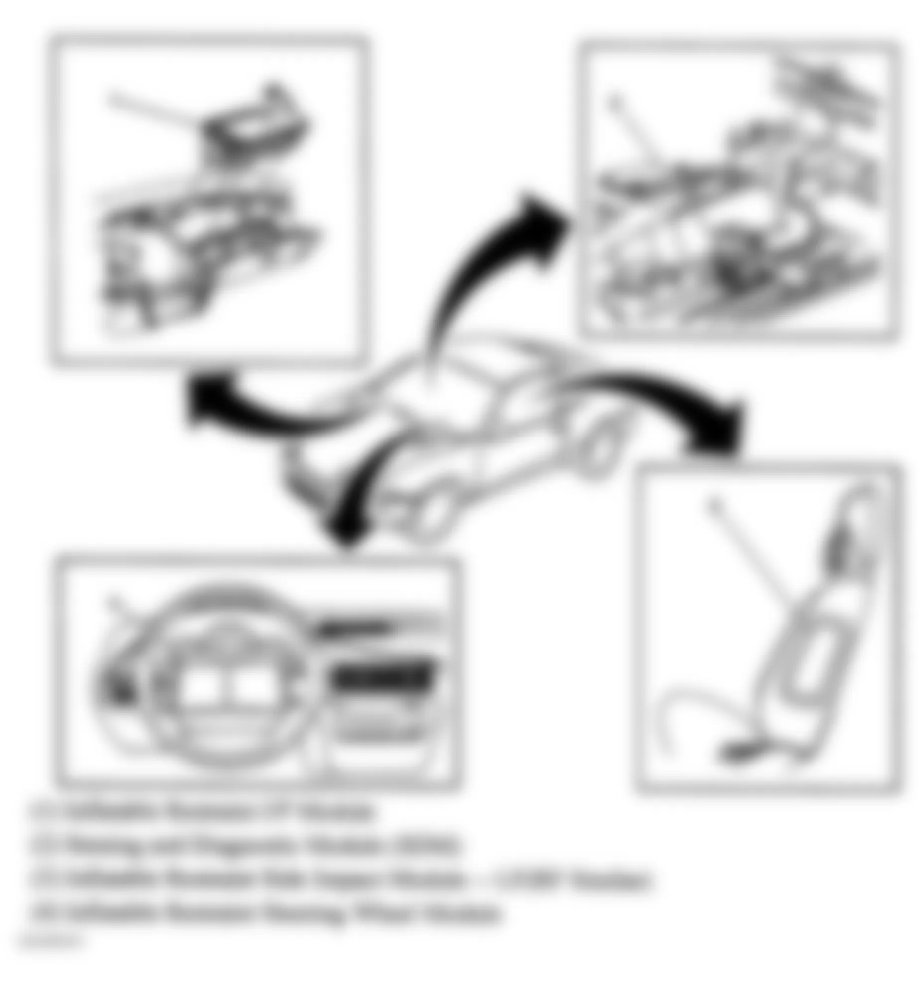 Chevrolet Cavalier LS 2004 - Component Locations -  Right Dash, Left Front Floor, Steering Wheel & Side Of Front Seats