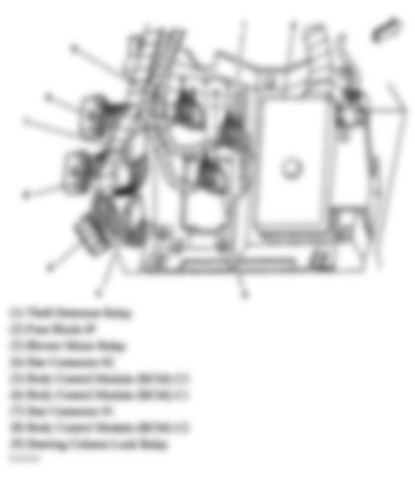 Chevrolet Corvette 2004 - Component Locations -  Under Right Side Of Dash