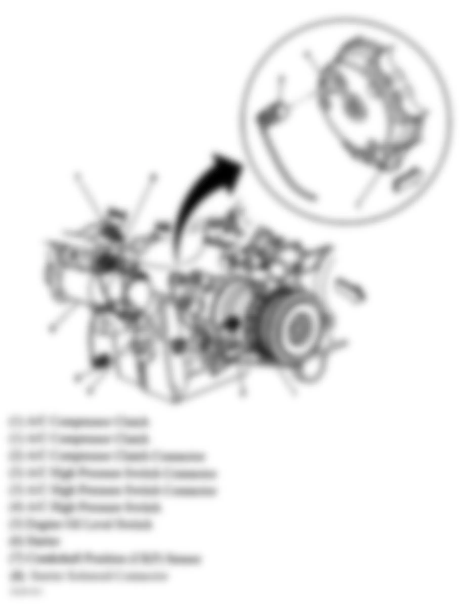 Chevrolet Avalanche 1500 2005 - Component Locations -  A/C Compressor (4.8L, 5.3L & 6.0L)