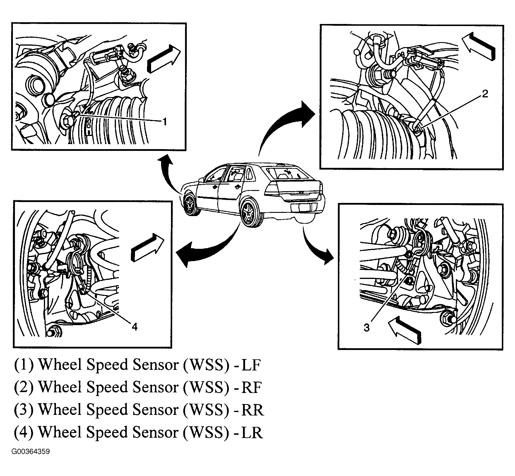 Chevrolet Cobalt LS 2005 - Component Locations -  Wheel Speed Sensors