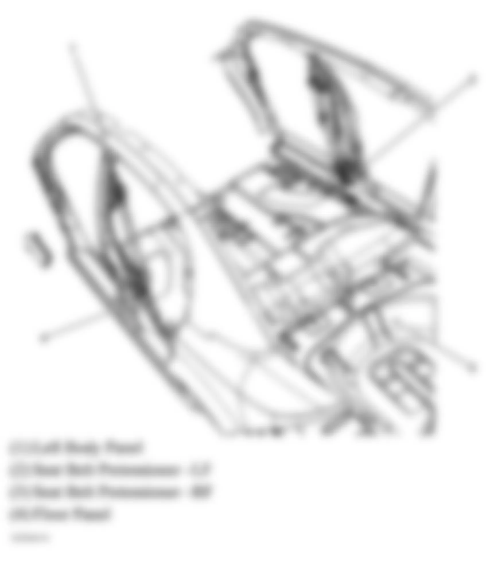 Chevrolet Cobalt SS 2005 - Component Locations -  Seat Belt Components (Sedan)