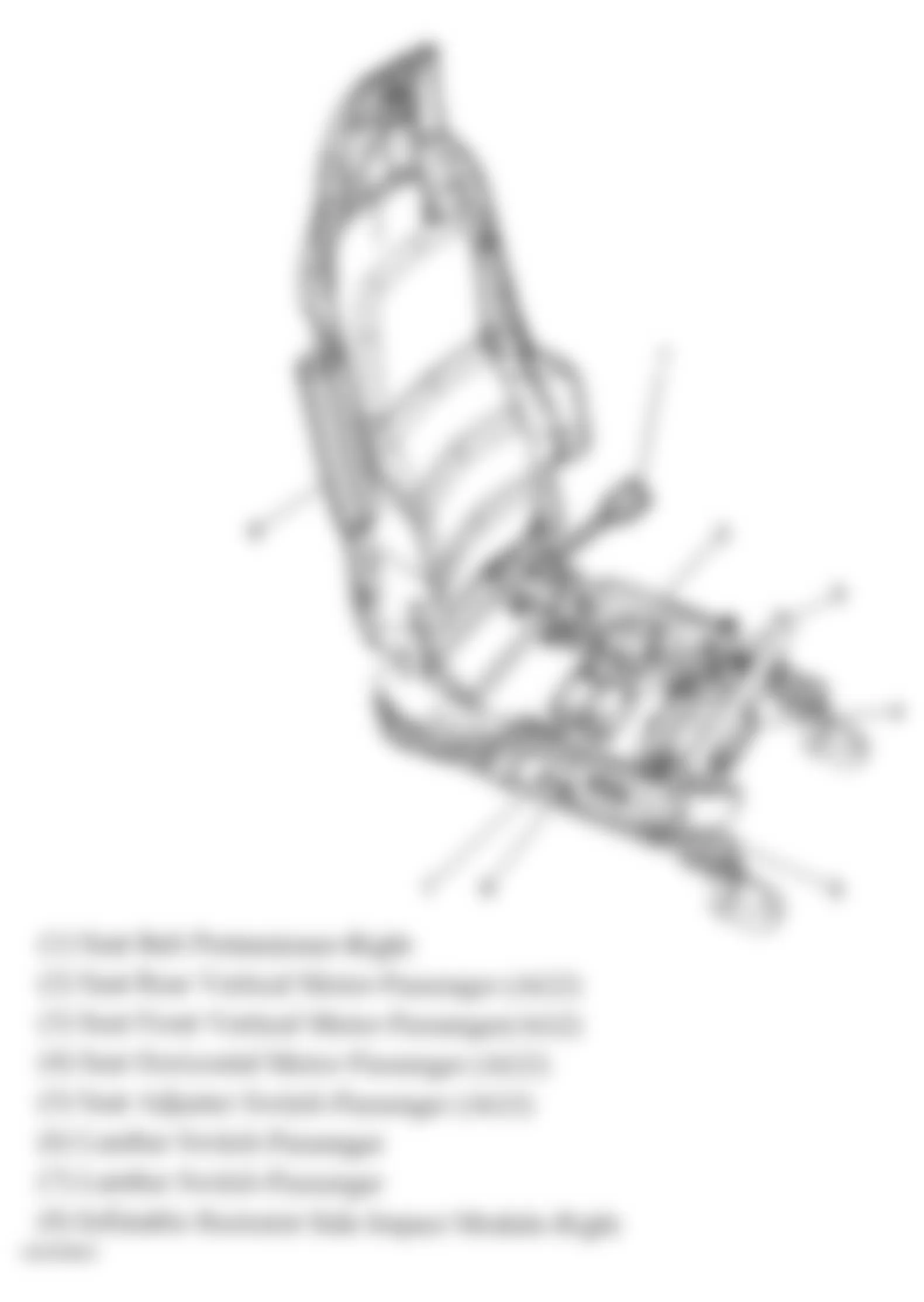 Chevrolet Corvette 2005 - Component Locations -  Passenger Seat