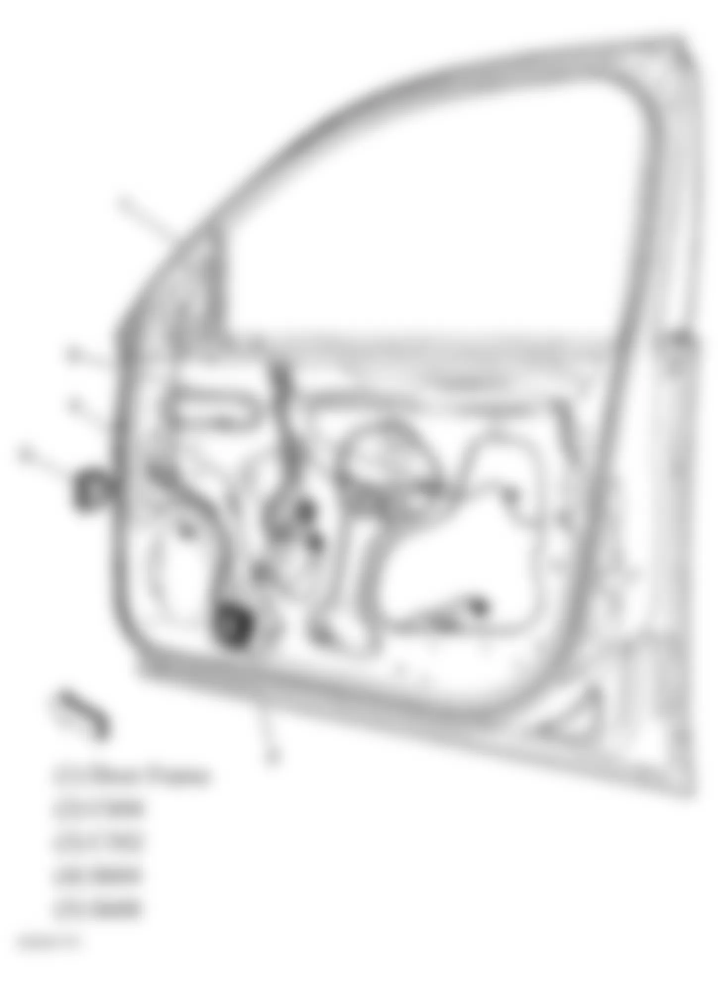 Chevrolet Impala LT 2006 - Component Locations -  Front Passenger Door Harness (Sedan)