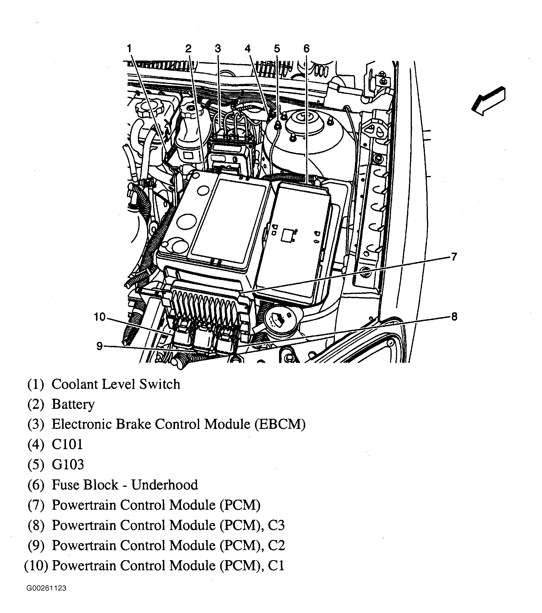 Chevrolet Malibu Maxx LS 2006 - Component Locations -  Left Rear Of Engine Compartment