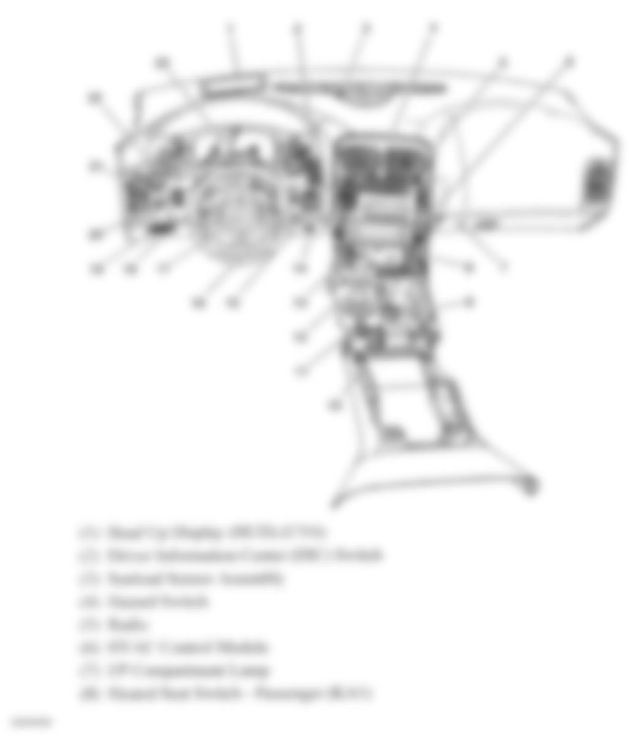 Chevrolet Corvette Z06 2007 - Component Locations -  Dash Console (1 Of 2)