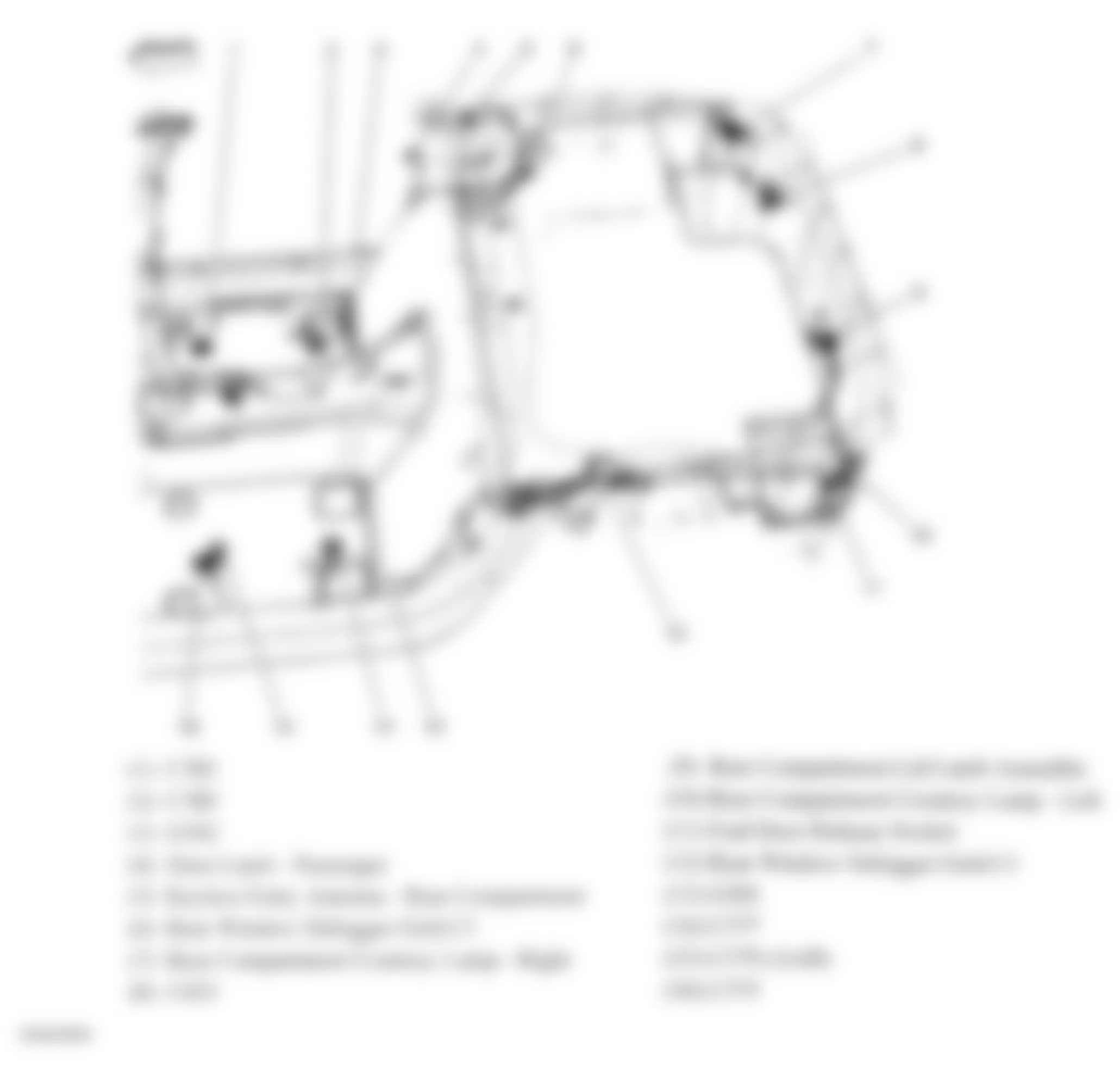 Chevrolet Corvette Z06 2007 - Component Locations -  Overhead & Rear Body (Hardtop/Coupe)