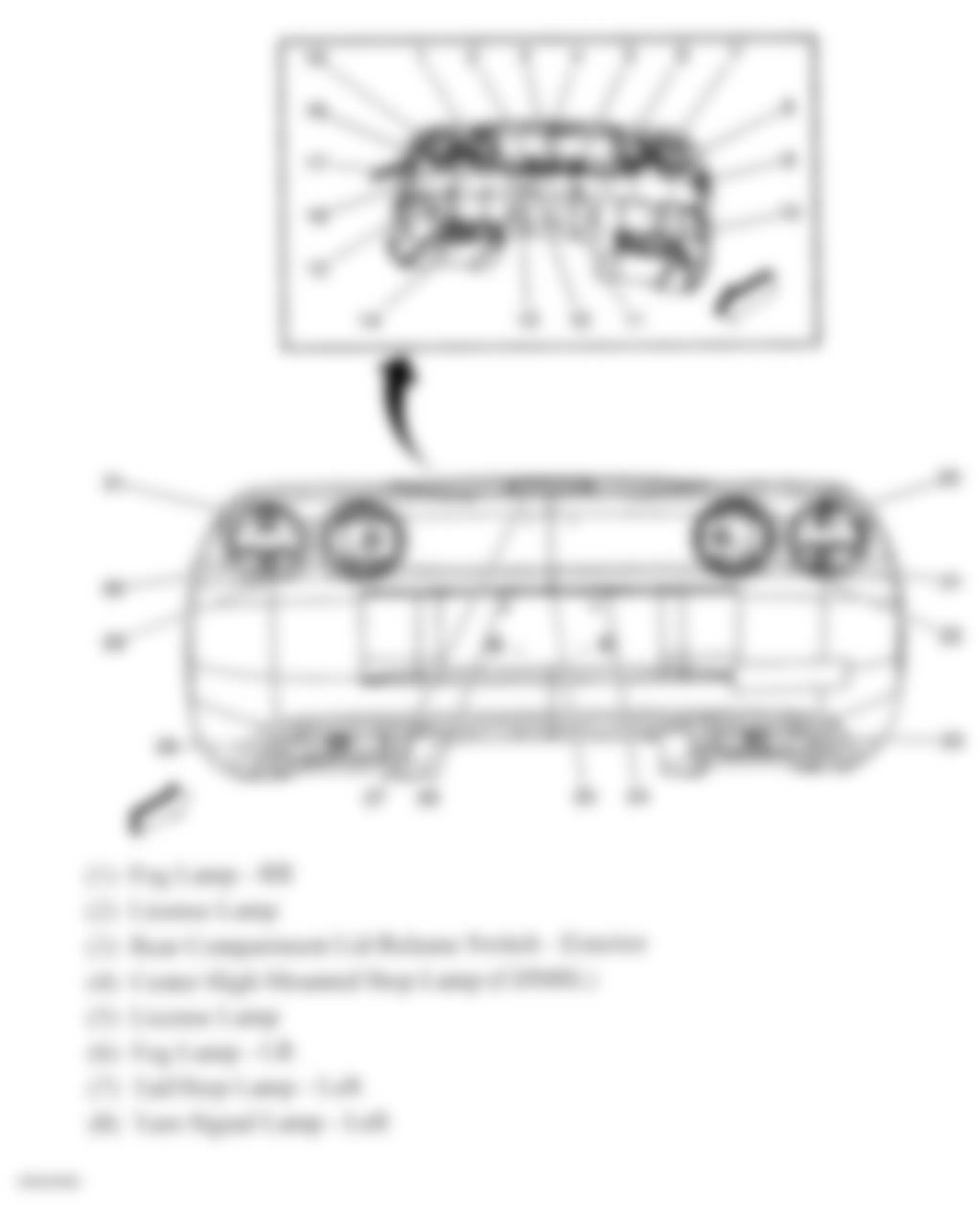 Chevrolet Corvette Z06 2007 - Component Locations -  Rear Fascia Lighting (1 Of 2)