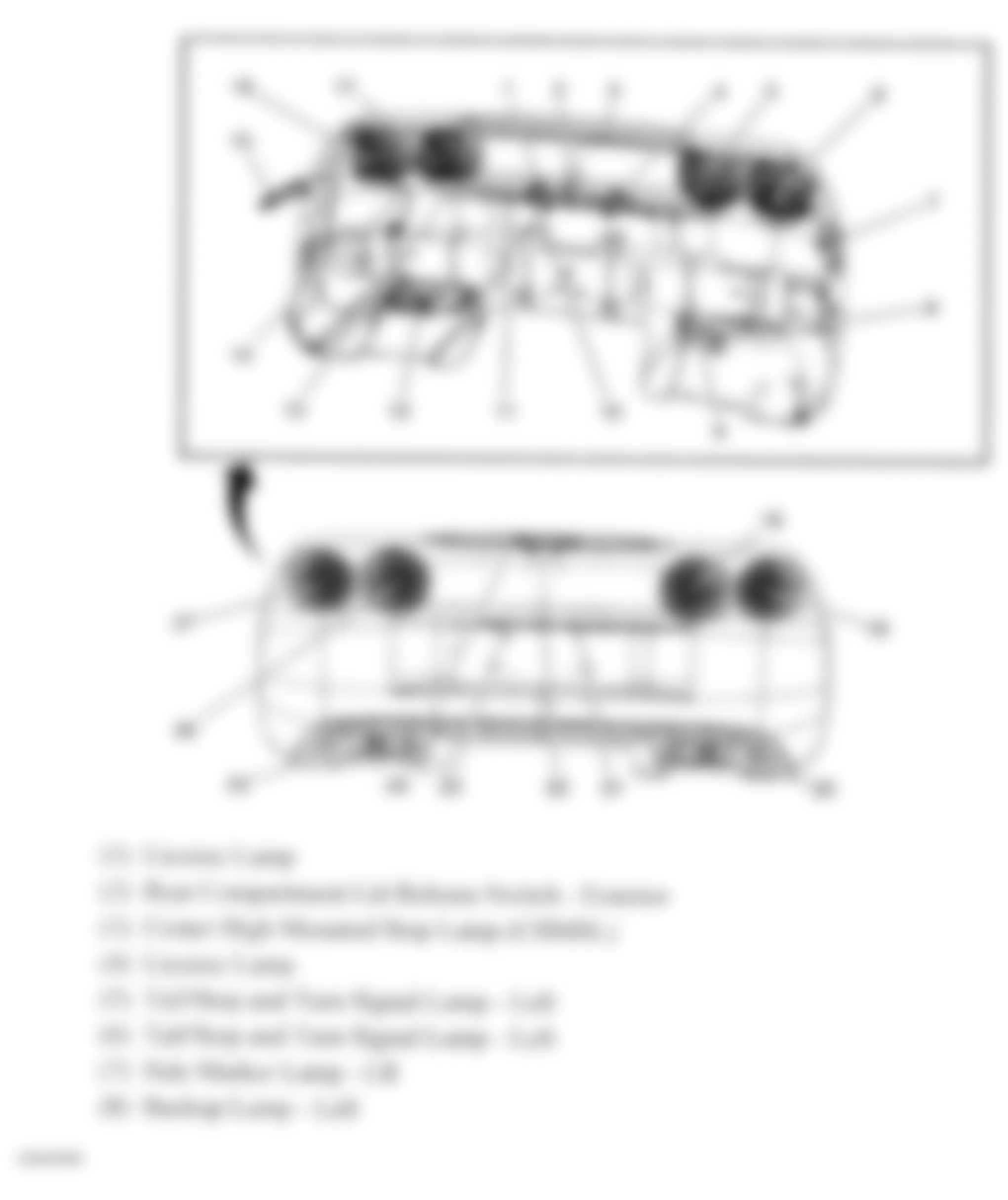 Chevrolet Corvette Z06 2007 - Component Locations -  Rear Fascia Lighting (1 Of 2)