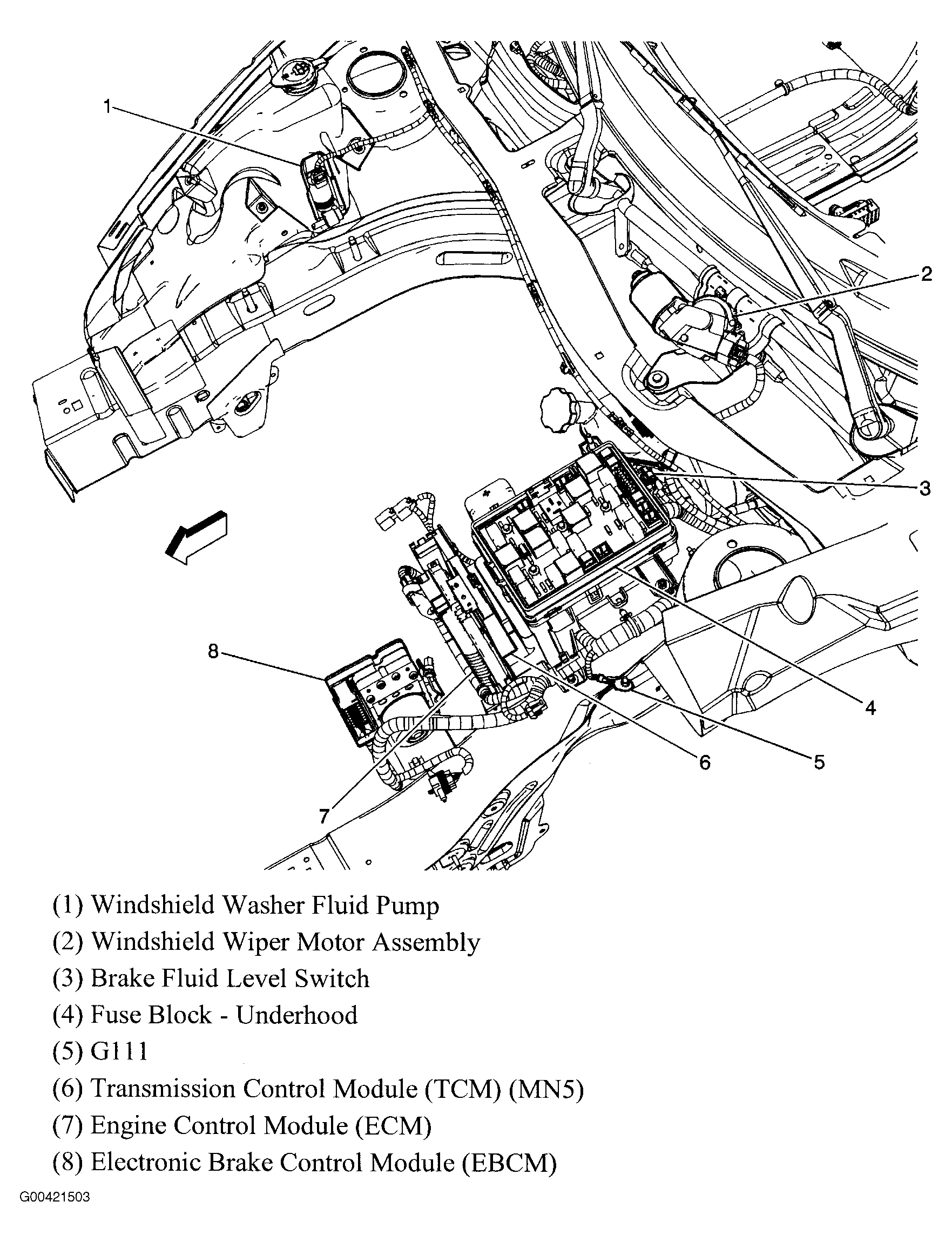 Chevrolet HHR LS 2007 - Component Locations -  Engine Compartment