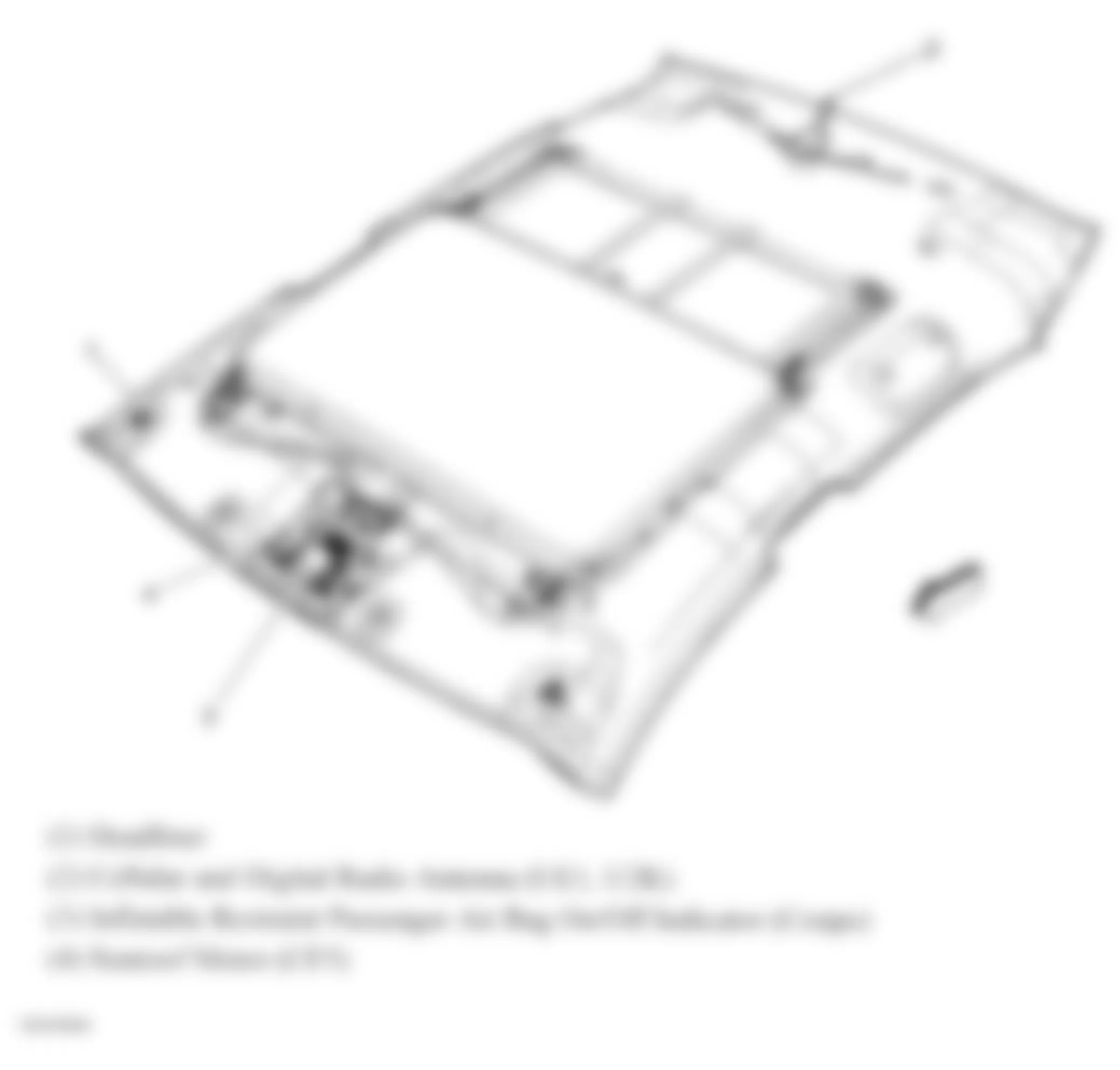 Chevrolet Impala LTZ 2008 - Component Locations -  Top View Of Headliner Components