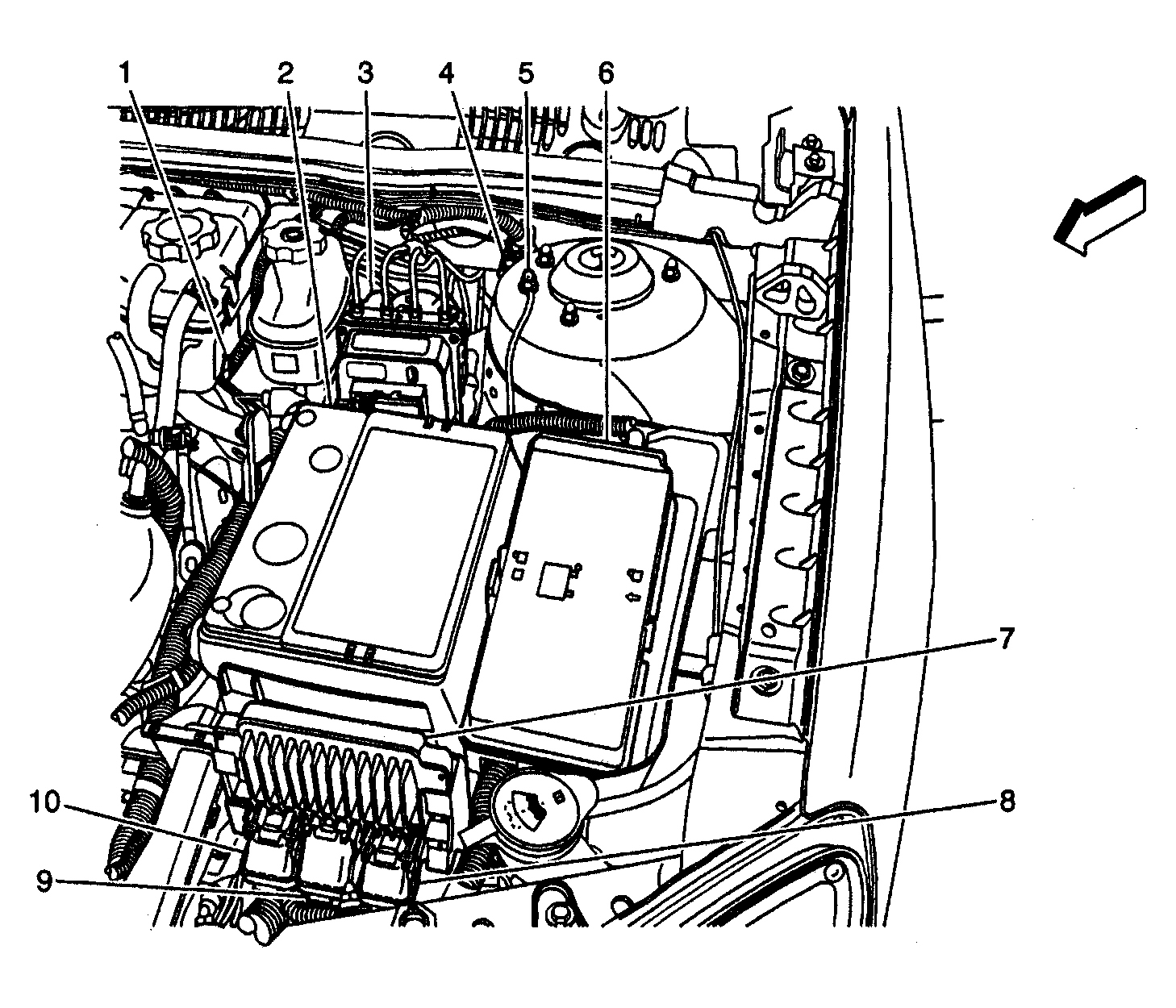 Chevrolet Malibu Classic LT 2008 - Component Locations -  Left Rear Of Engine Compartment