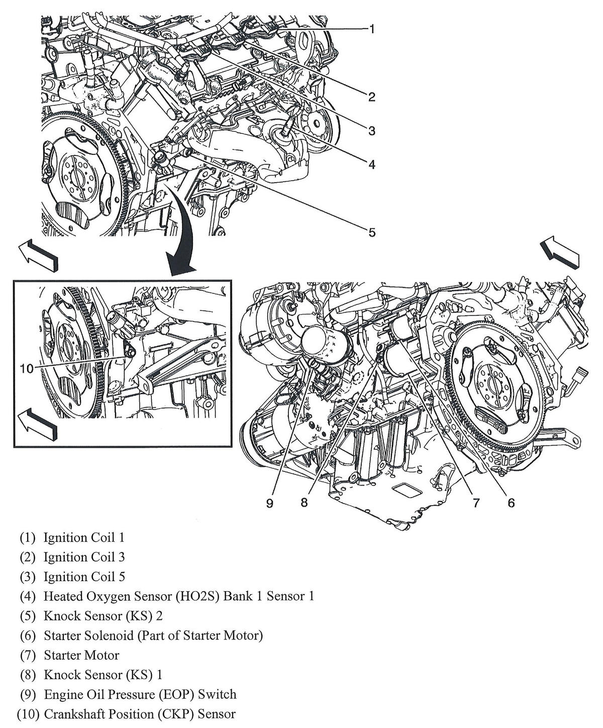 Chevrolet Malibu Hybrid 2008 - Component Locations -  Left & Right Rear Of Engine (3.6L)