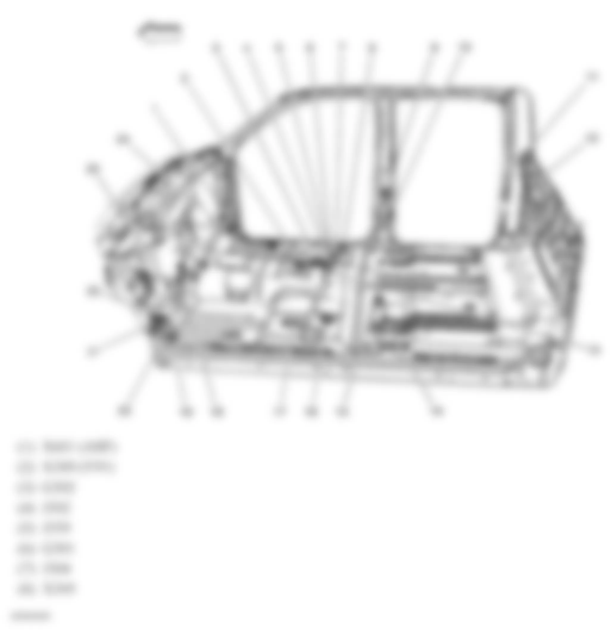 Chevrolet Silverado 1500 2008 - Component Locations -  Passenger Compartment (Crew Cab) (1 Of 2)