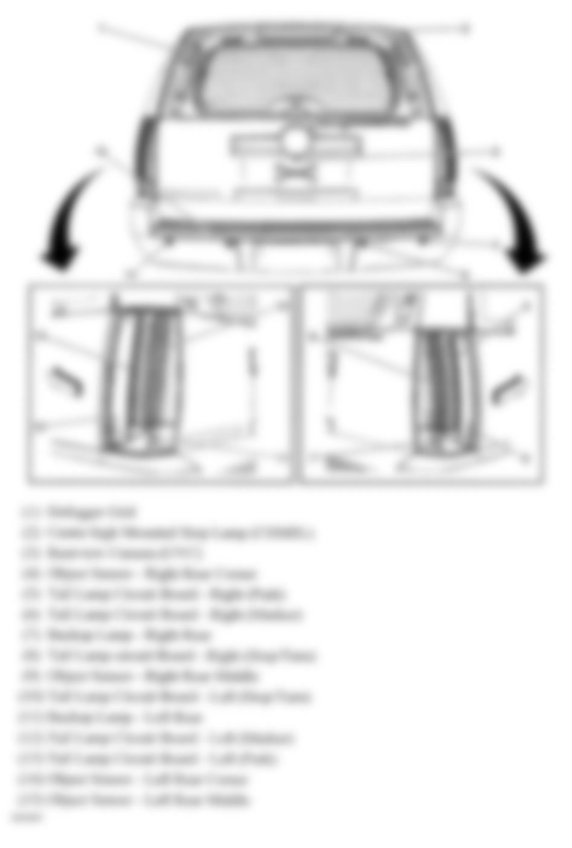 Chevrolet Suburban K1500 2008 - Component Locations - Rear Of Vehicle (Tahoe & Escalade W/One Piece Liftgate)
