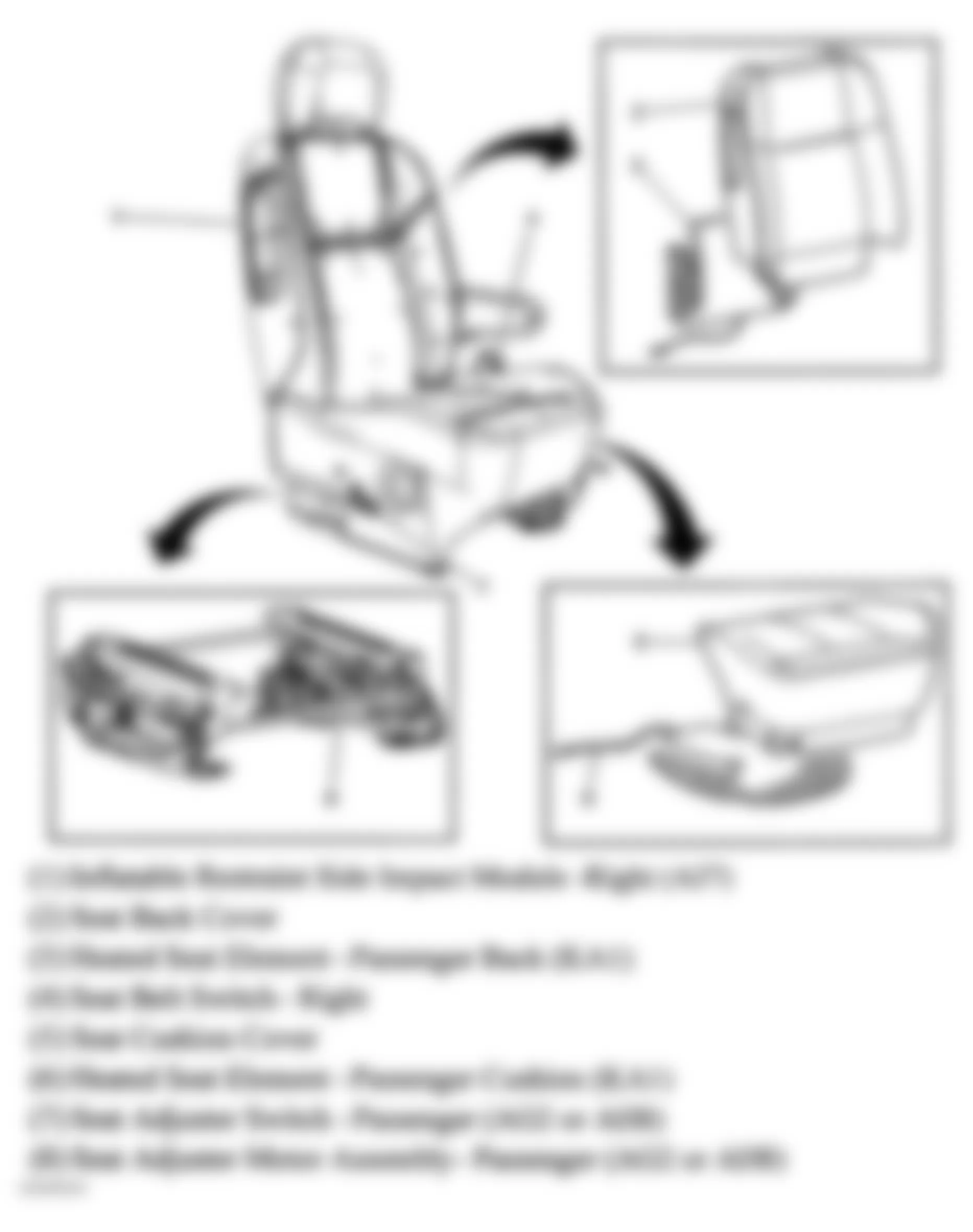 Chevrolet Uplander LS 2008 - Component Locations -  Passengers Seat