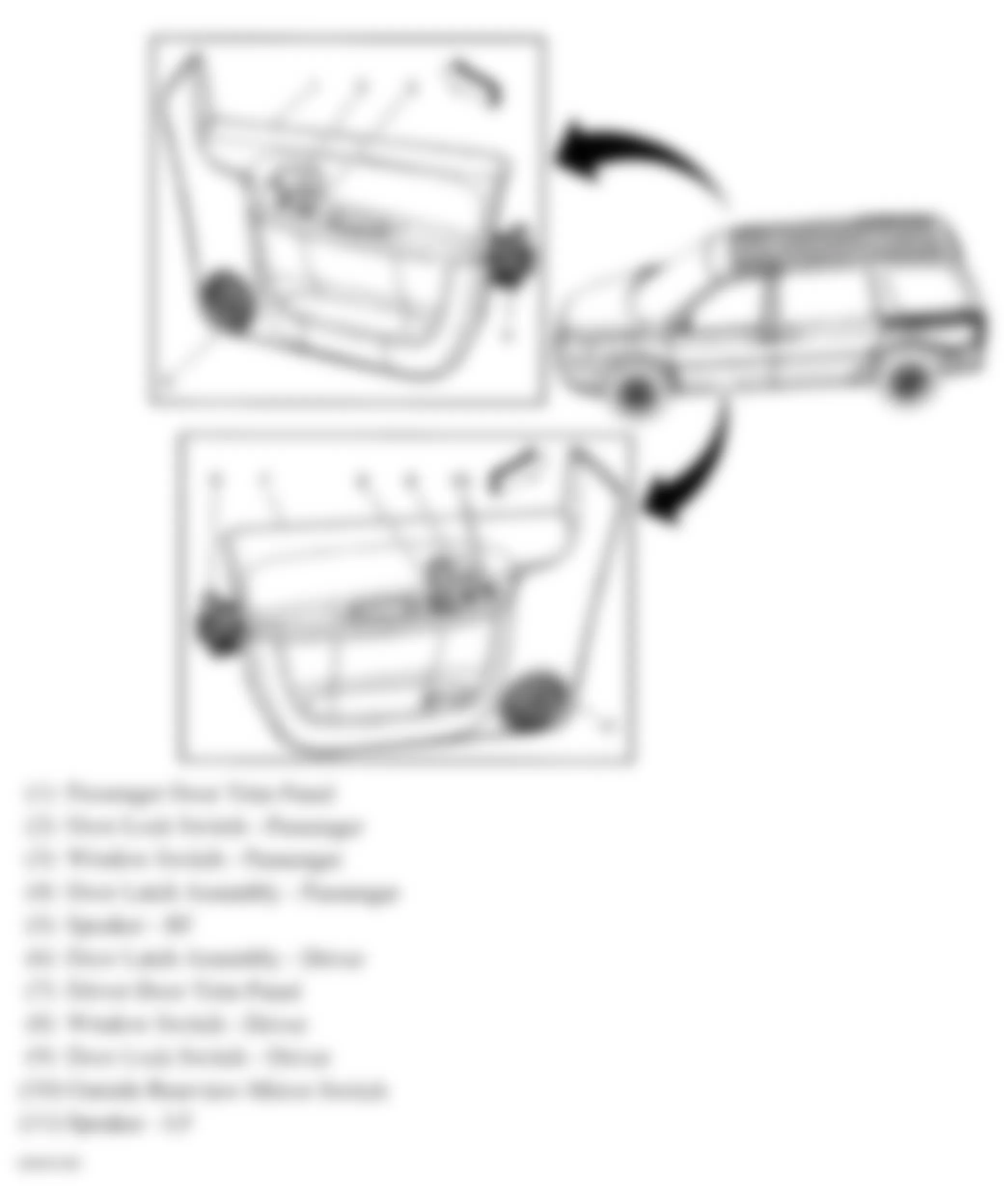 Chevrolet Uplander LS 2008 - Component Locations -  Front Door Components