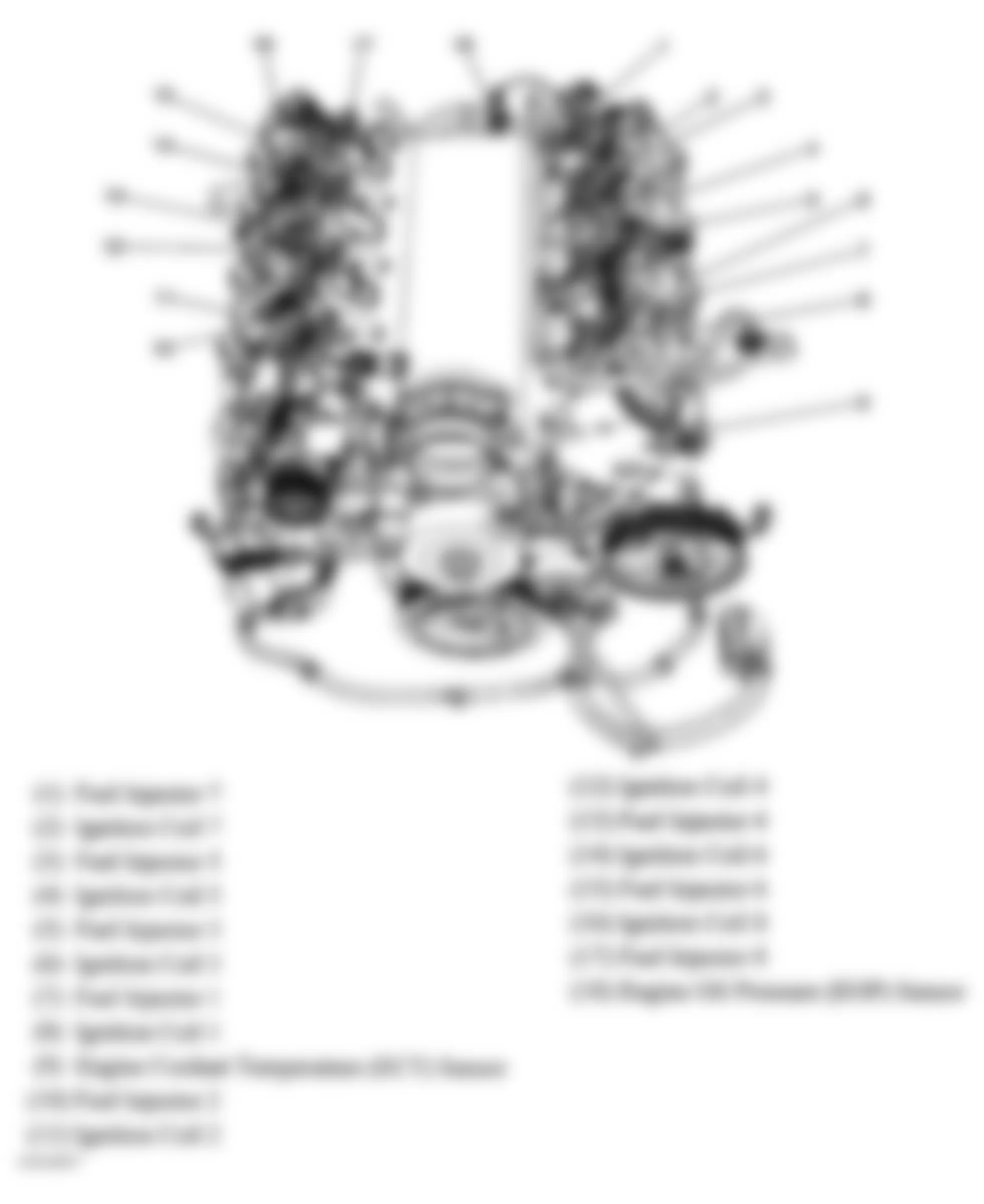 Chevrolet Corvette 2009 - Component Locations -  Top Of Engine (6.2L) (Except Supercharged)