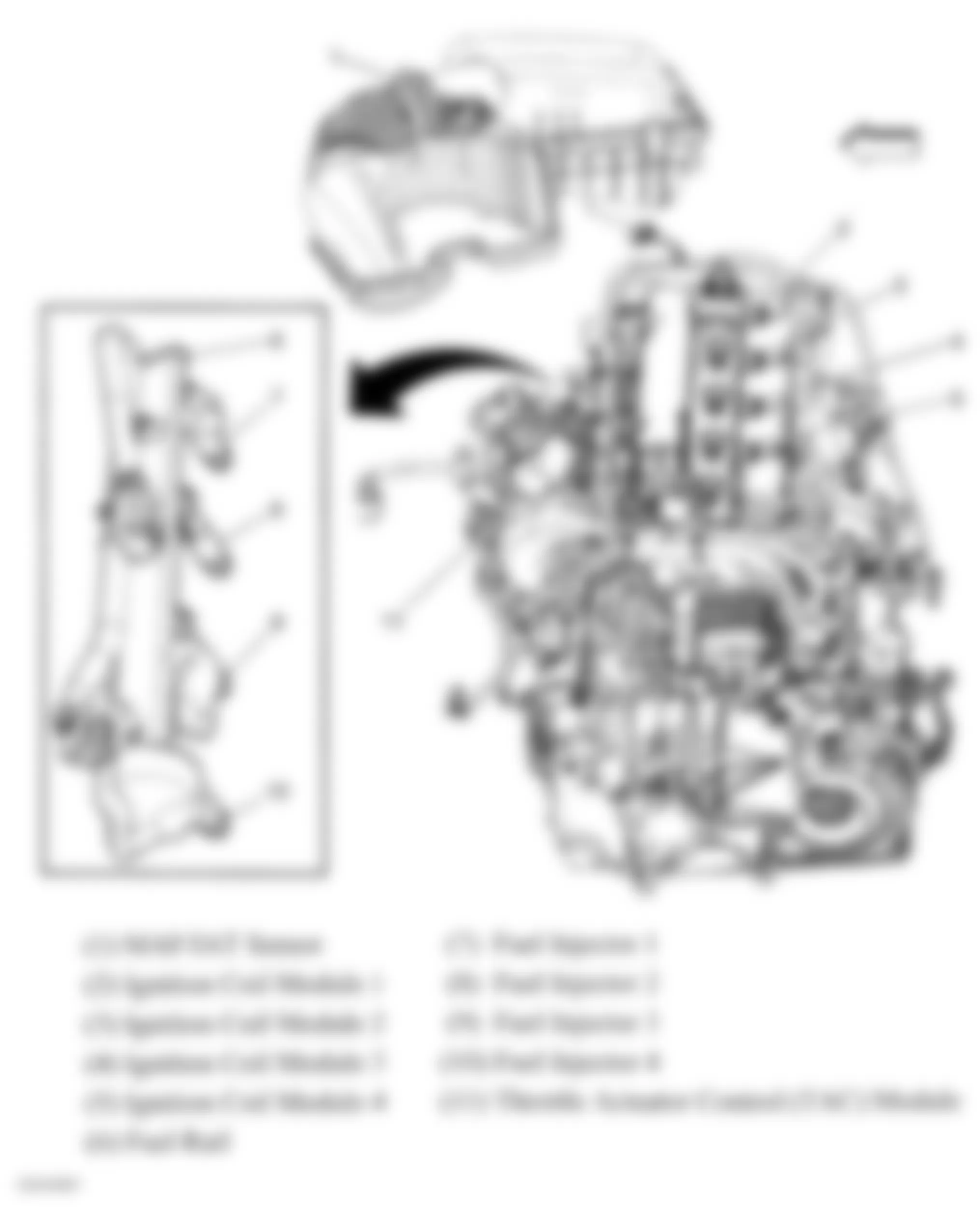 Chevrolet HHR LS 2009 - Component Locations -  Left Side View Of Engine