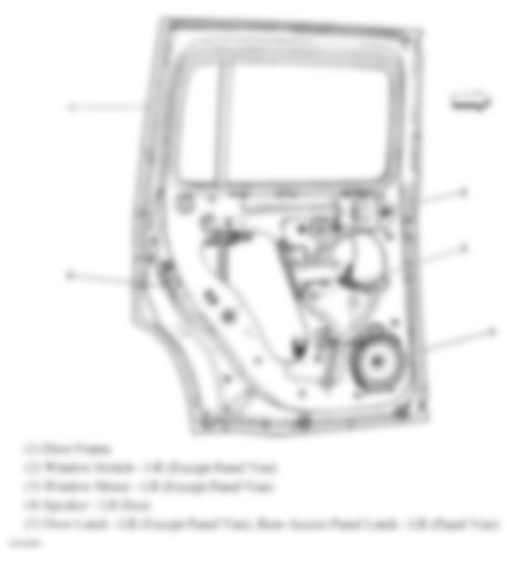 Chevrolet HHR SS 2009 - Component Locations -  Left Rear Door/Rear Access Panel