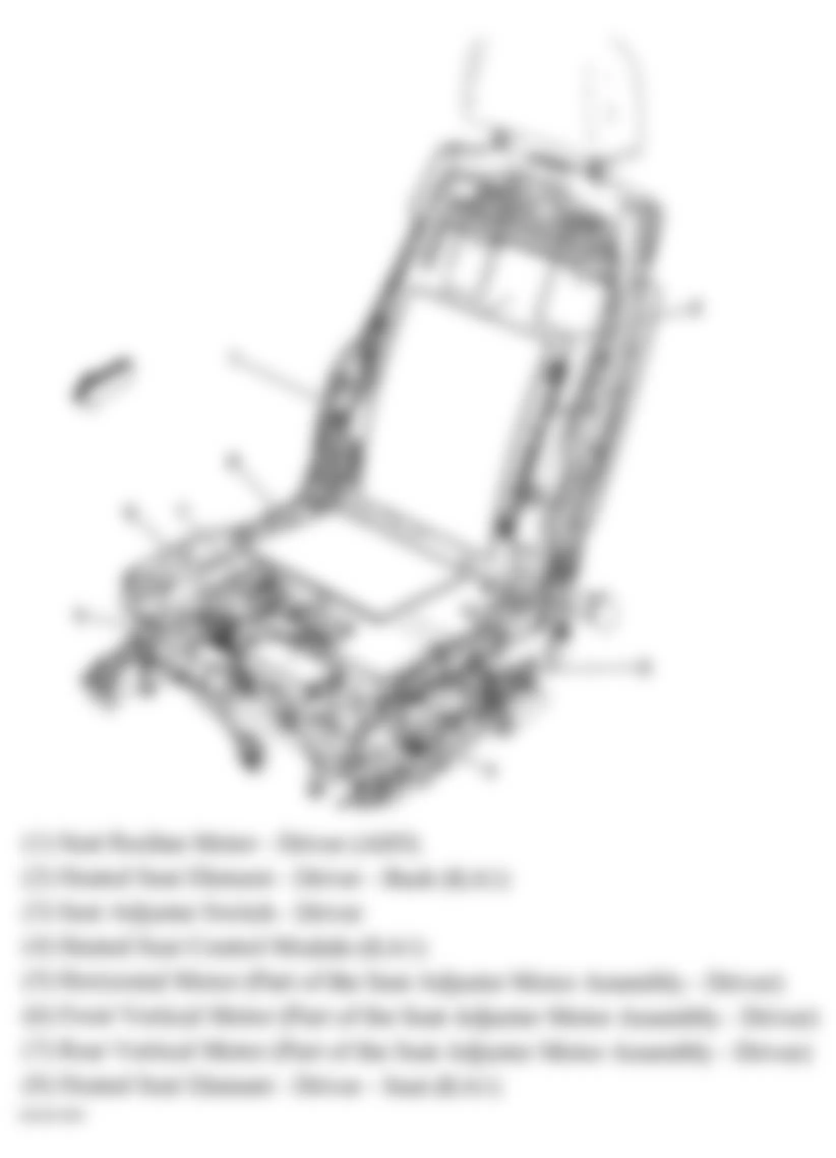 Chevrolet Impala LTZ 2009 - Component Locations -  Drivers Seat Components