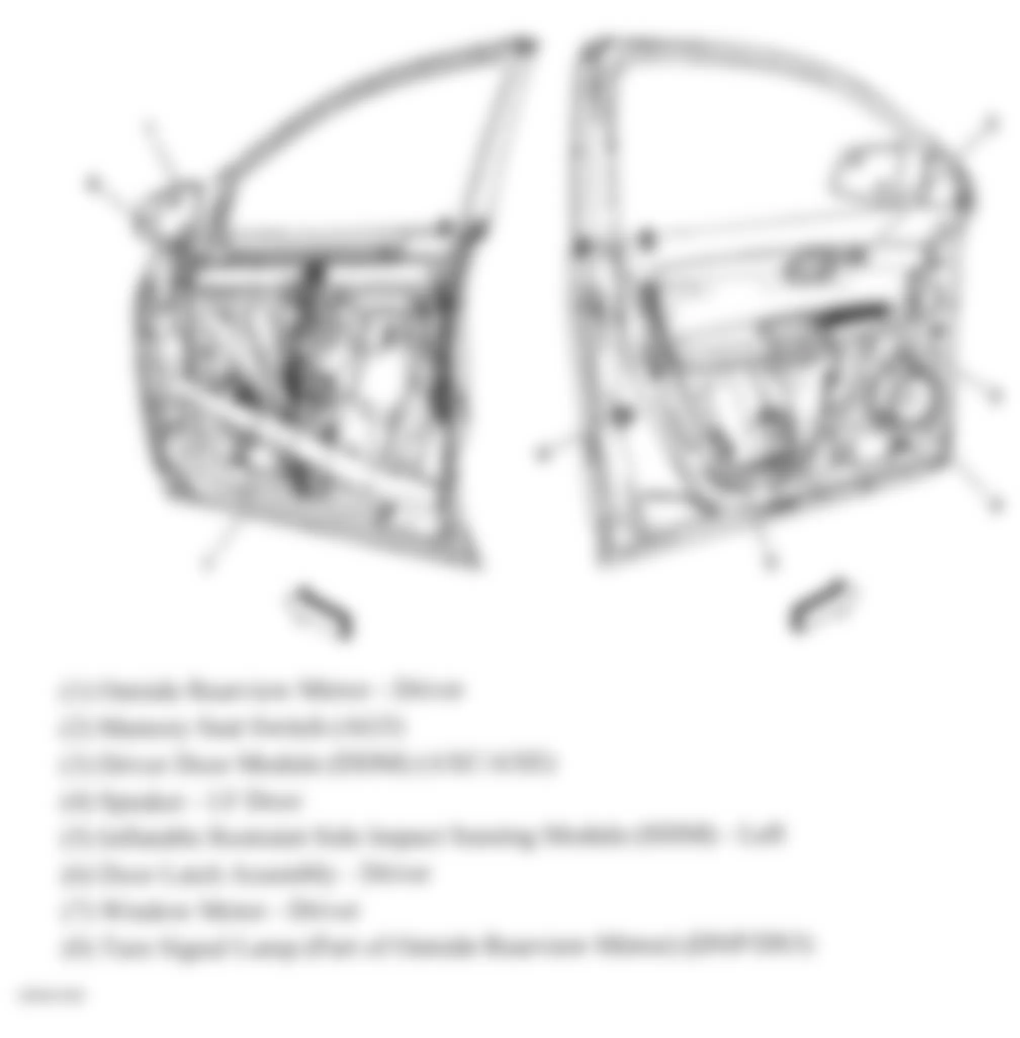 Chevrolet Traverse LT 2010 - Component Locations -  Drivers Door