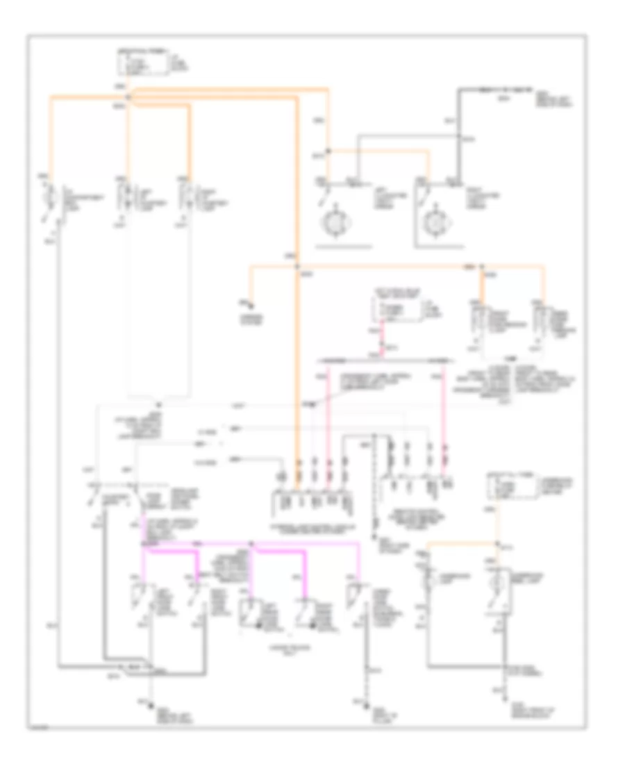 Courtesy Lamps Wiring Diagram without Auxiliary Lighting for Chevrolet Tahoe 1998