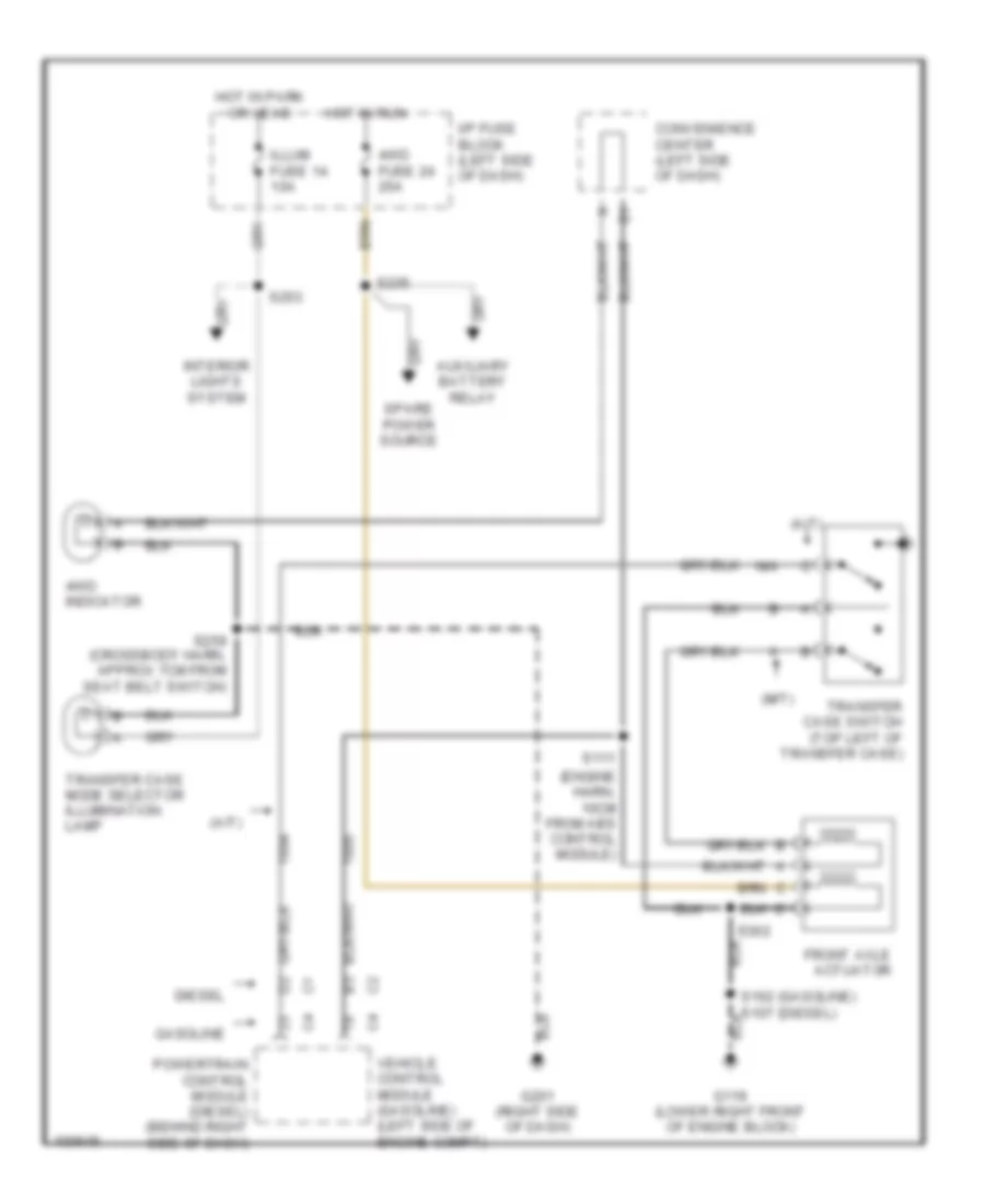 Manual Transfer Case Wiring Diagram, with Light Duty Transmission for Chevrolet Tahoe 1998