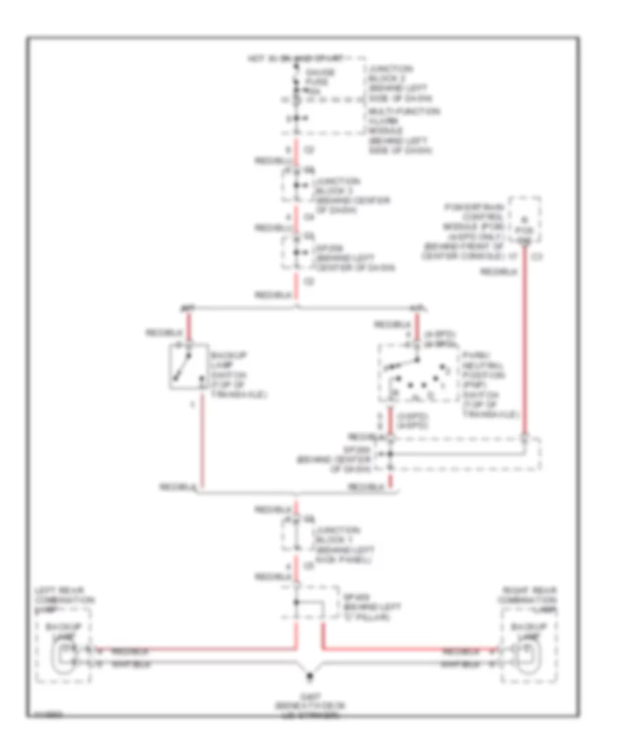 Back up Lamps Wiring Diagram for Chevrolet Prizm 1999