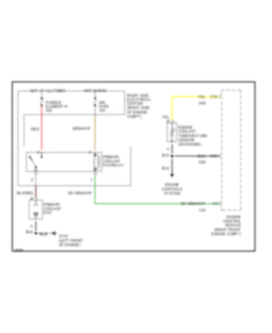 Cooling Fan Wiring Diagram, without AC for Chevrolet Lumina Z34 1992