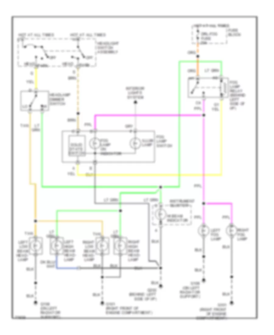 Headlight Wiring Diagram, Composite without DRL for Chevrolet Suburban C1500 1995