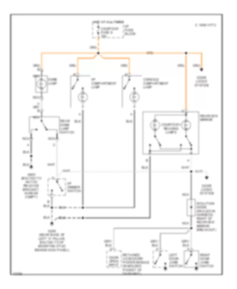 Courtesy Lamps Wiring Diagram, Coupe for Chevrolet Camaro 1994