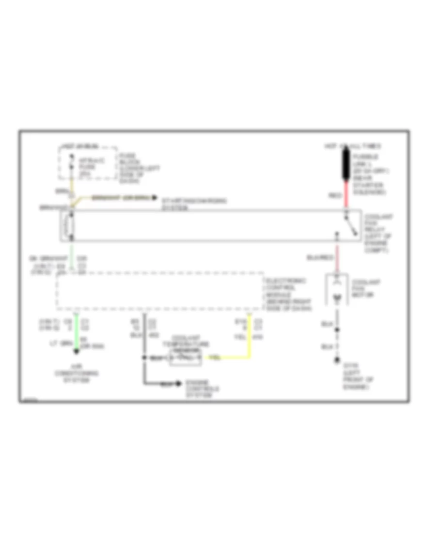 2.2L (VIN G), Cooling Fan Wiring Diagram for Chevrolet Cavalier VL 1990