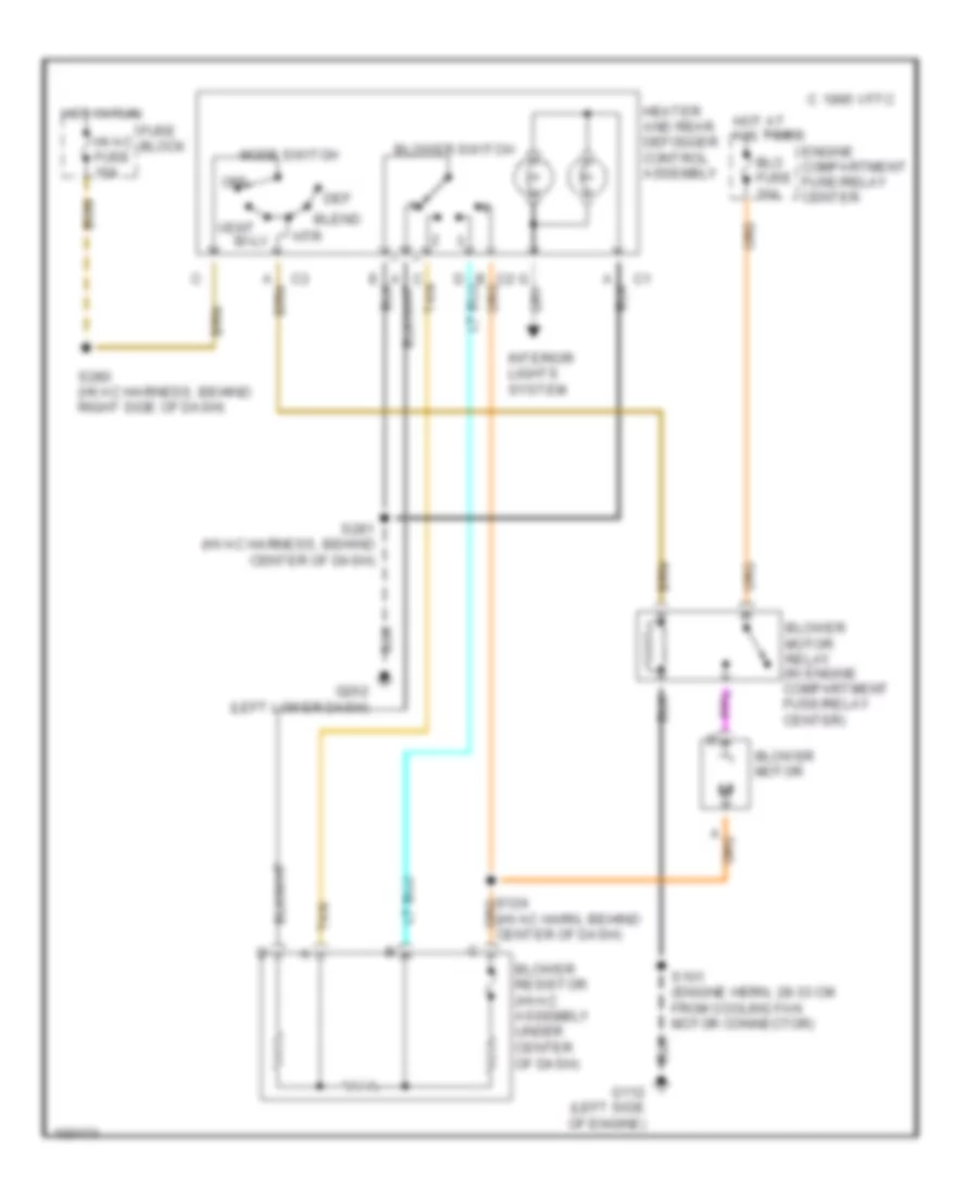 Heater Wiring Diagram for Chevrolet Cavalier RS 1998