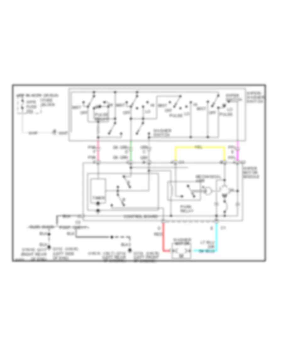 Электросхема стеклоочистителя, дворников и омывателя Интервала для Chevrolet Celebrity 1990