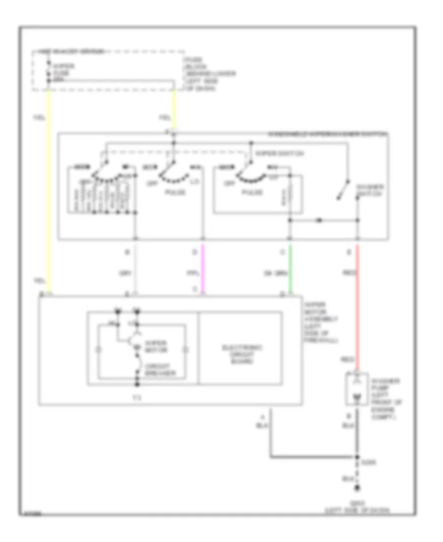 Электросхема стеклоочистителя, дворников и омывателя, Переменная Импульсная Задержка для Chevrolet Cavalier Z24 1998