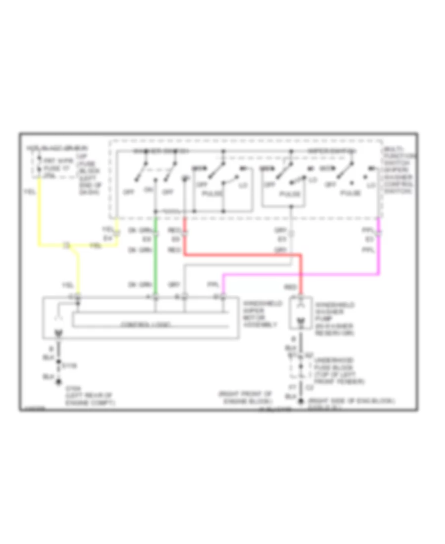 Front WiperWasher Wiring Diagram for Chevrolet S10 Pickup 1999