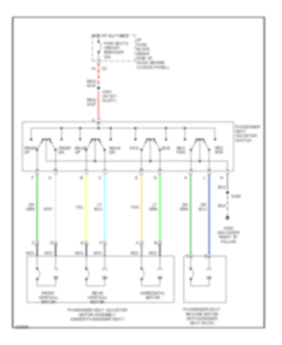 Passenger Full Feature Seat Wiring Diagram for Chevrolet Uplander 2006