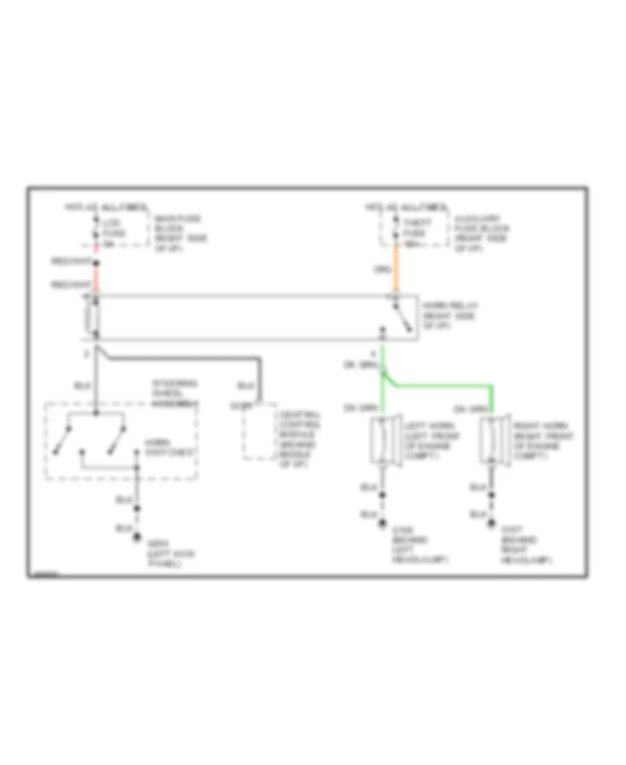 Horn Wiring Diagram for Chevrolet Corvette 1990