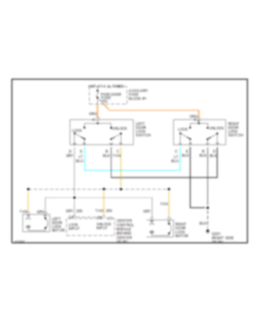 Power Door Lock Wiring Diagram for Chevrolet Corvette 1990