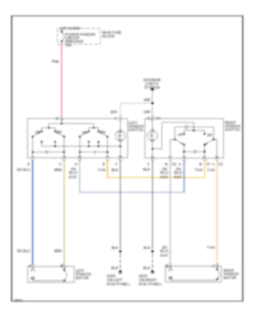 Power Window Wiring Diagram for Chevrolet Corvette 1990