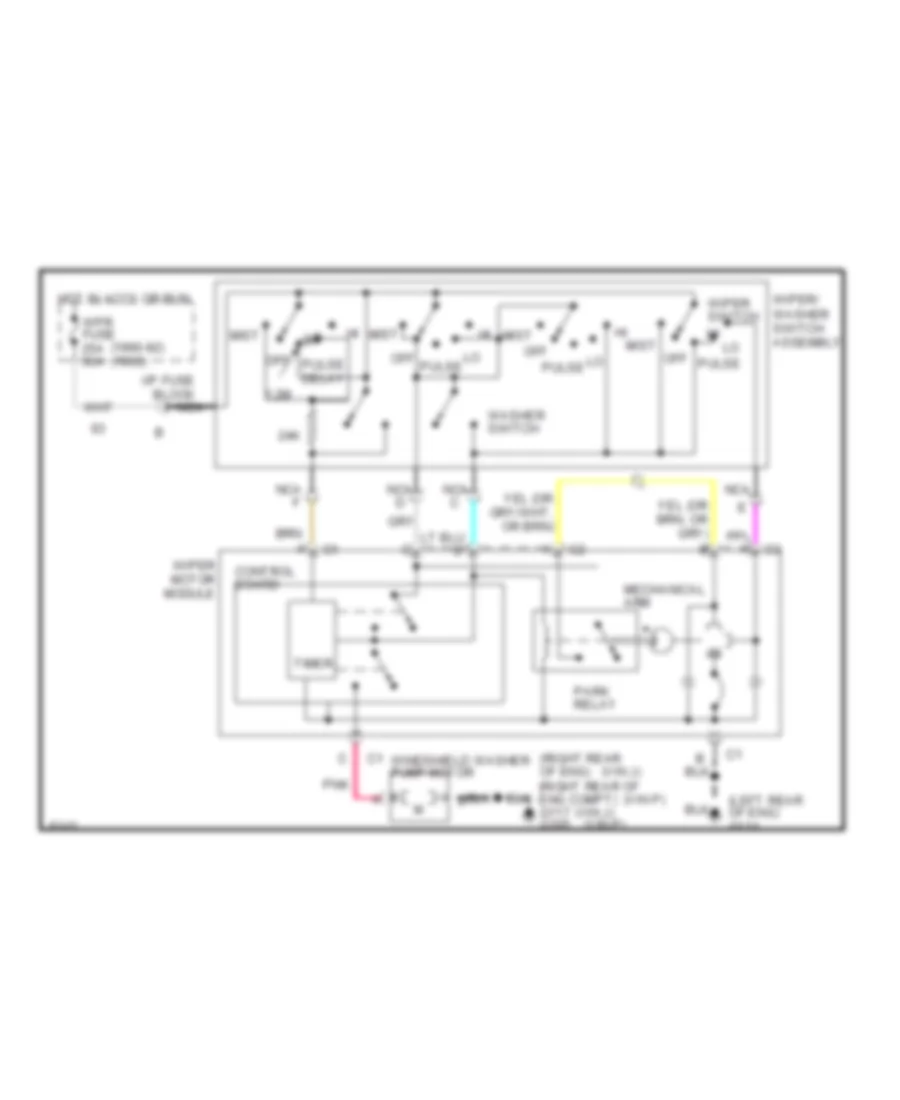 Wiper Washer Wiring Diagram for Chevrolet Corvette 1990