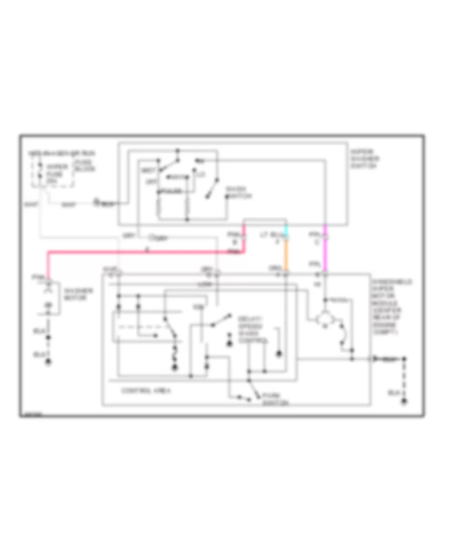 Электросхема стеклоочистителя, дворников и омывателя Интервала для Chevrolet Step Van P30 1992