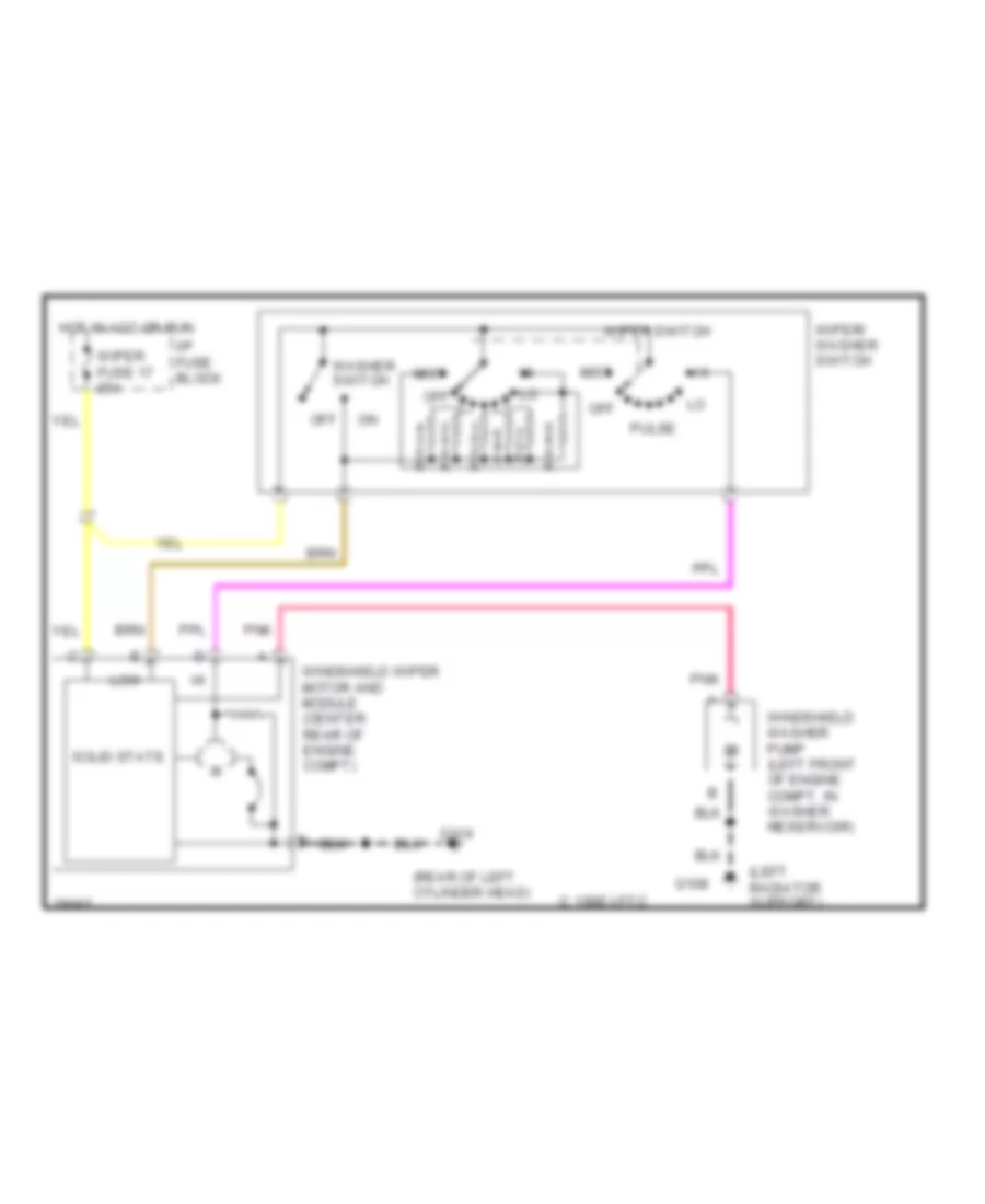 Электросхема передних стеклоочистителей дворников и омывателя лобового стекла для Chevrolet Blazer 1996