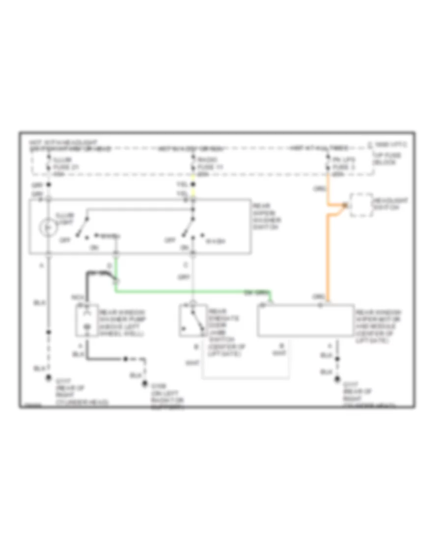 Электросхема заднего стеклоочистителя и омывателя стекла для Chevrolet Blazer 1996