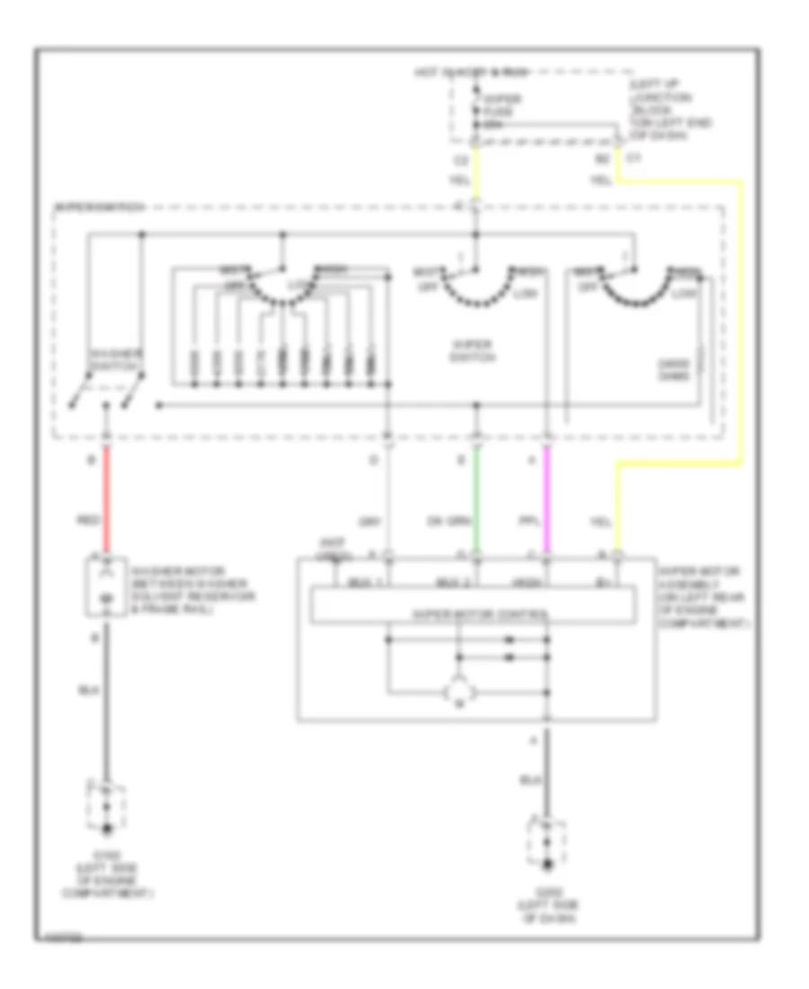 Электросхема стеклоочистителя, дворников и омывателя для Chevrolet Malibu LS 2000